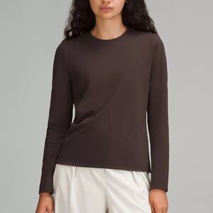 Lululemon Love Organic Cotton Crewneck Long-Sleeve Shirt ESPRESSO Size Large